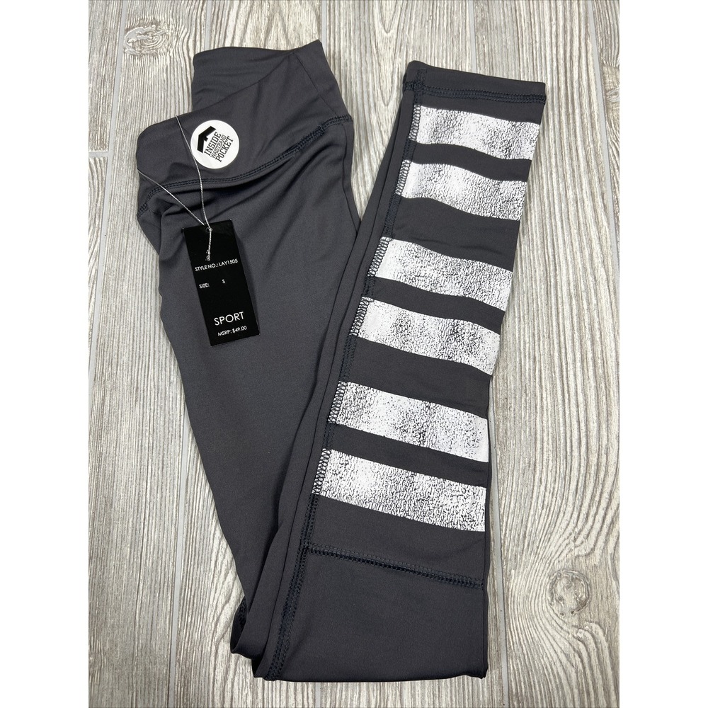 NWT LA Society Zip Back Pocket Elite V Panel‎ Leggings LAY1505 Womens SZ Small